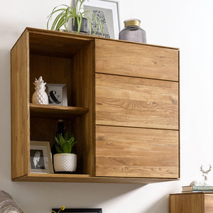 NordicStory Armario flotante de madera maciza de roble mueble para colgar