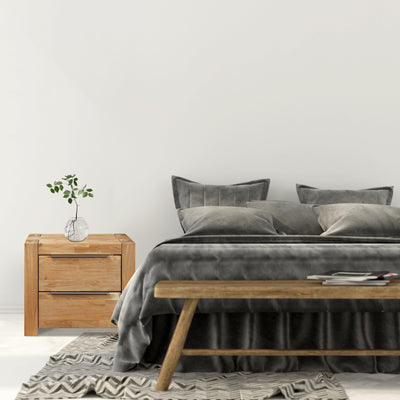 Mesa de noche sofa madera de roble macizo escandinavo rústico 