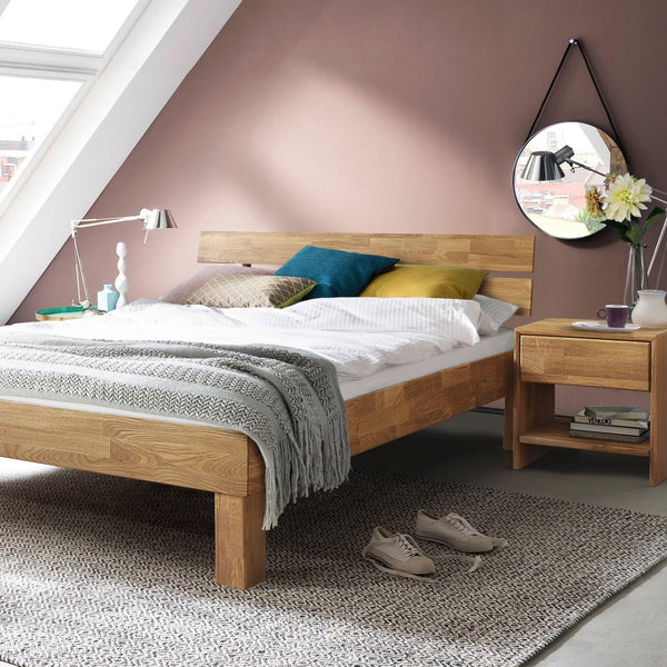 NordicStory Mesita de noche de madera maciza de roble