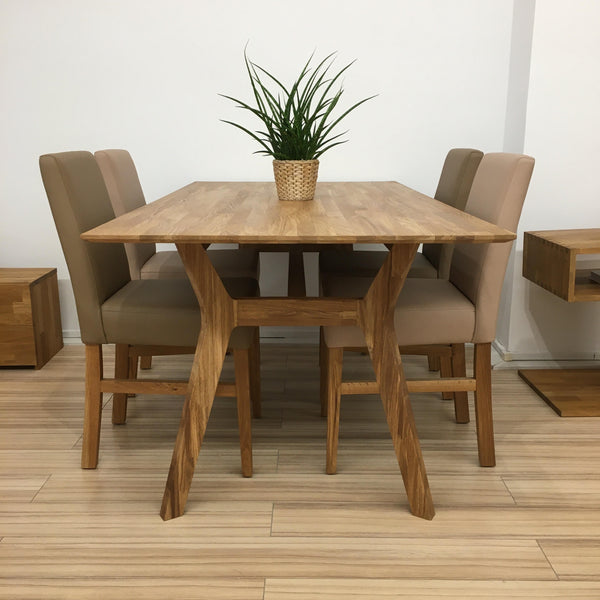 Mesa de comedor de madera maciza de roble Harold, 170 x 90 x 75 cm. | NordicStory