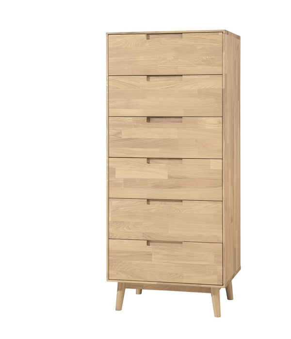Cómoda alta de madera maciza de roble Escandi 6 NordicStory RobleStore